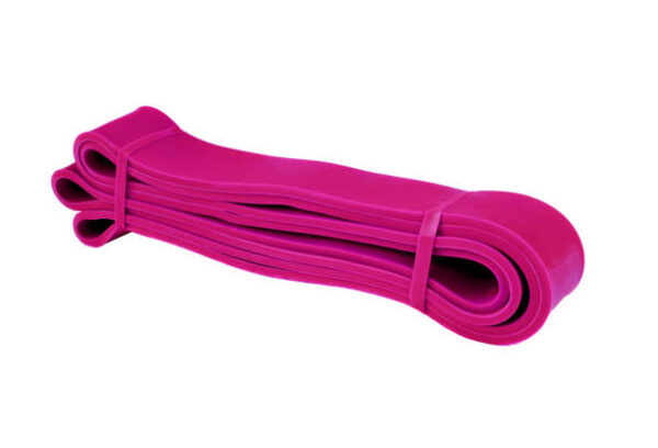 Pink rubber expander for fitness isolated on white background
